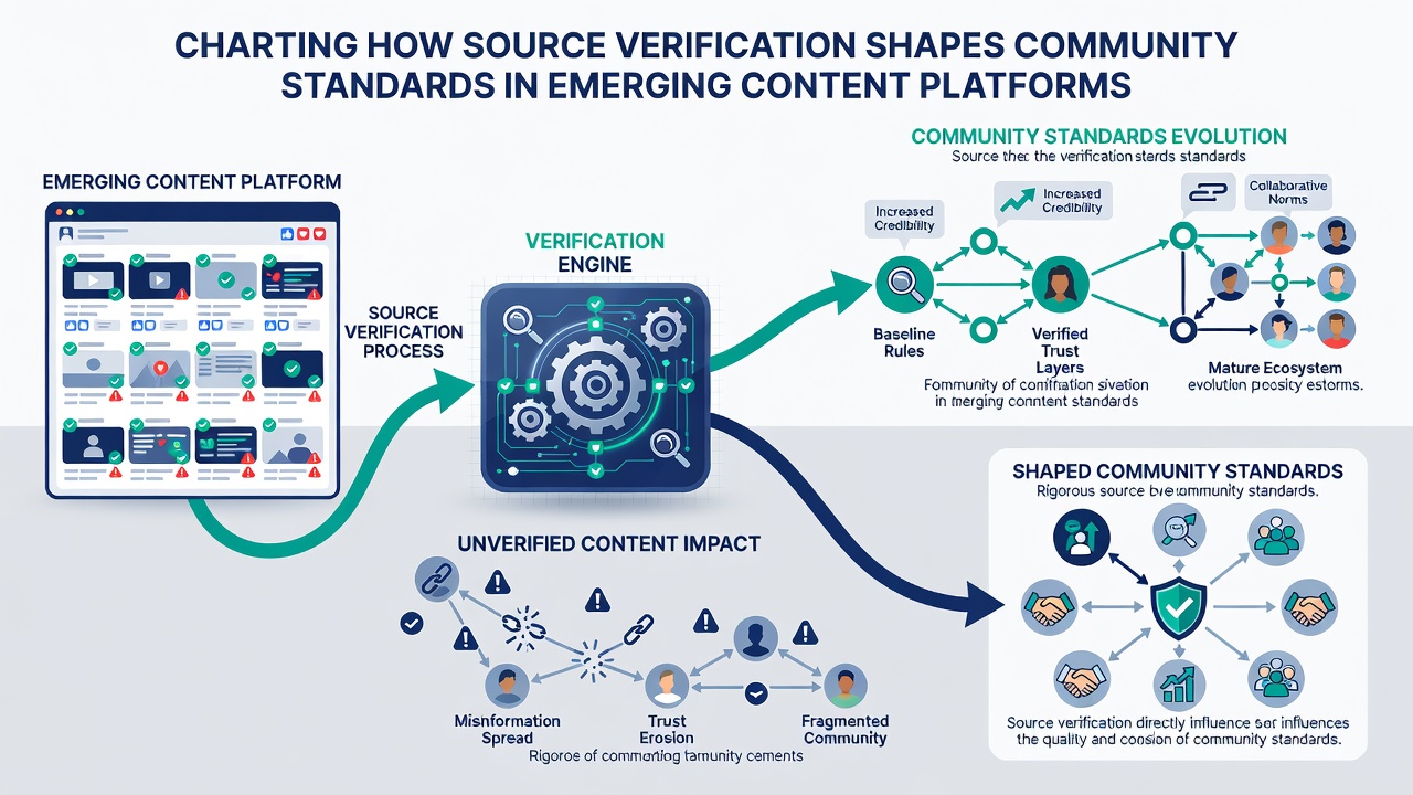 Graph showing trends in community engagement metrics before and after source verification implementation on content platforms